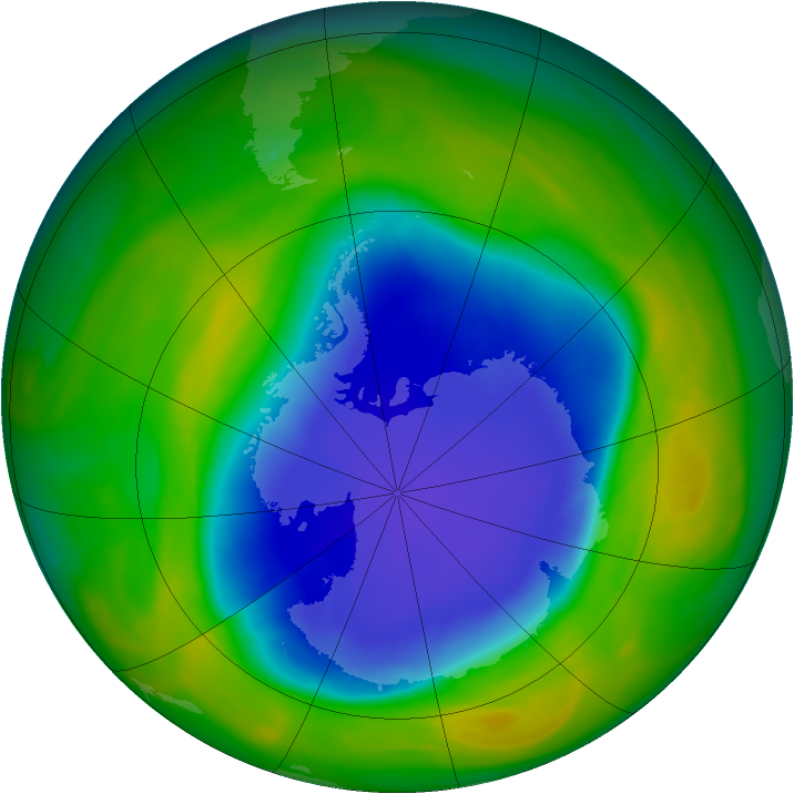 Antarctic ozone map for 14 November 2007